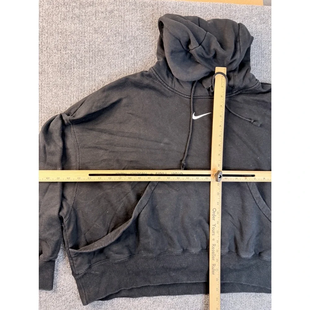 Nike Hoodie Mens Medium Black Cotton Blend Fleece Embroidered Swoosh Pullover